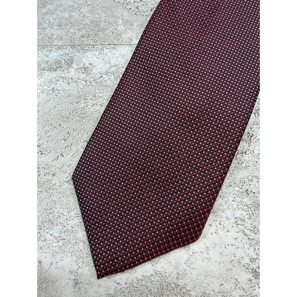 Italo Woven Silk Tie Mens OS Burgundy Micro Diamond Geometric